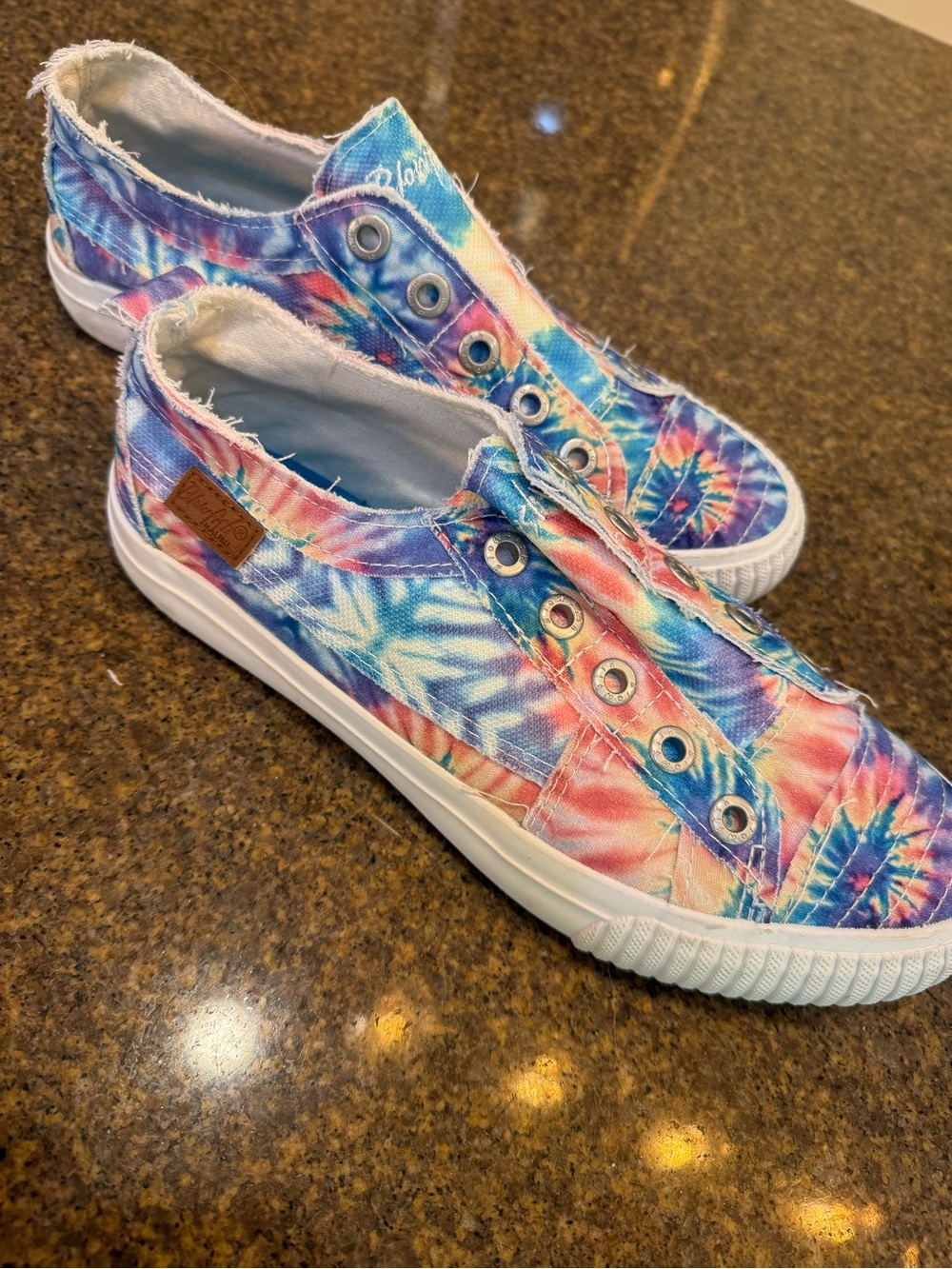Blowfish Tie-Dye Slip-On Canvas Sneakers in Blue, Pink, Peach